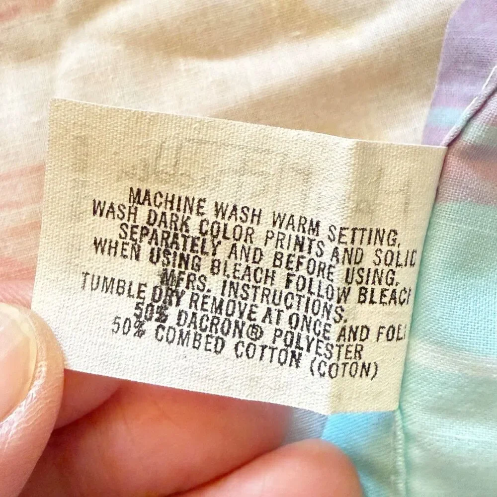 Mary McFadden Martex Pastel Abstract Flat Sheet Twin Windrifts ? Teal Yellw Pink